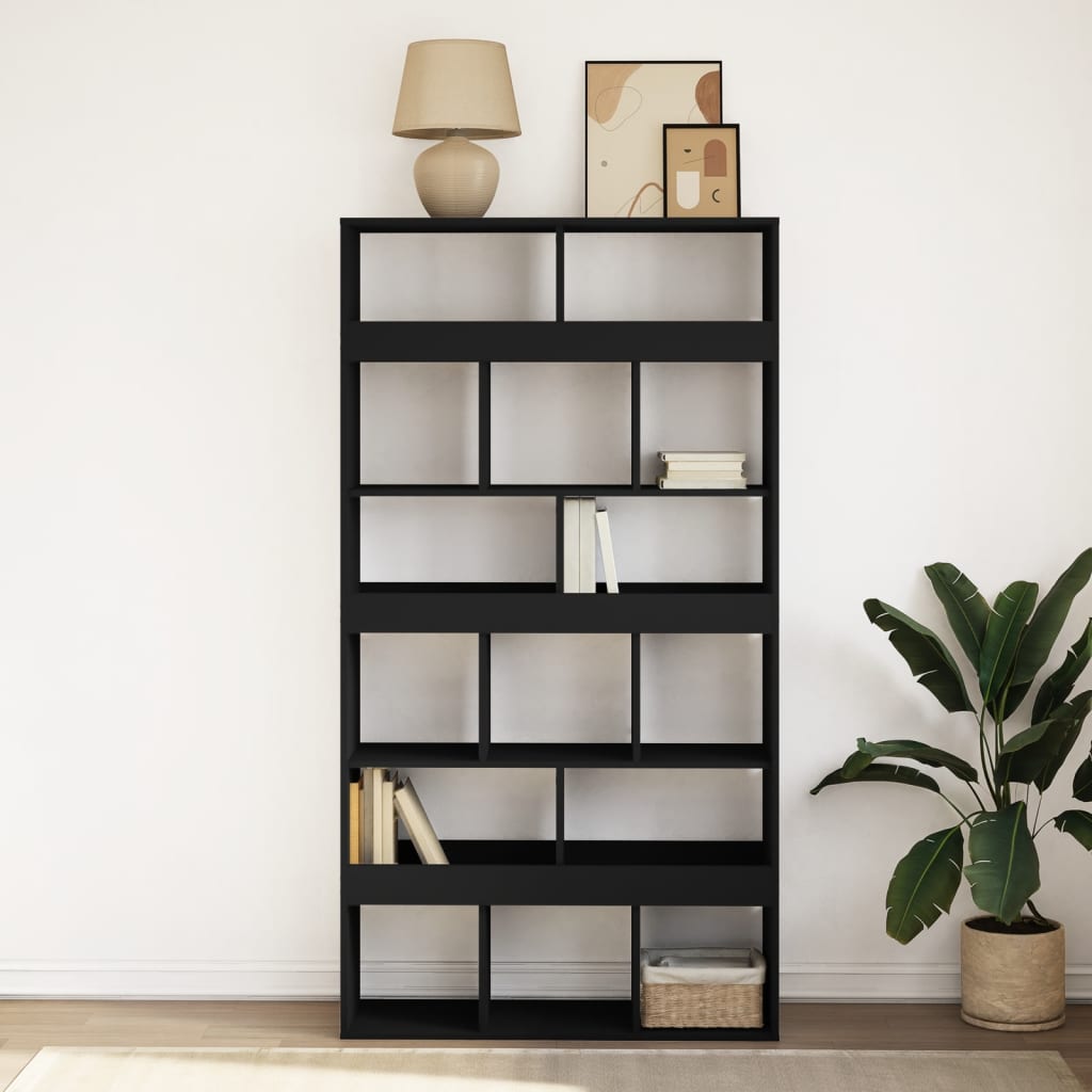 Bibliothèque noir 100x33x187,5 cm bois d'ingénierie - XIOS