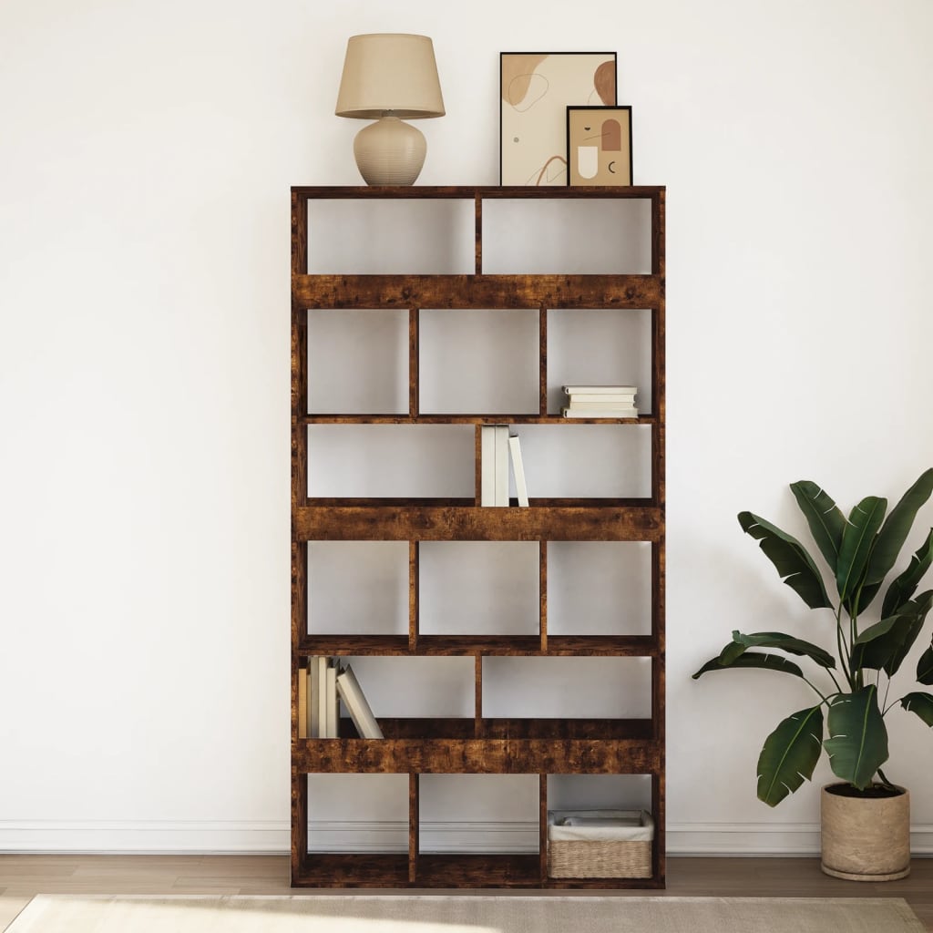 Bibliothèque chêne fumé 100x33x187,5 cm bois d'ingénierie - XIOS
