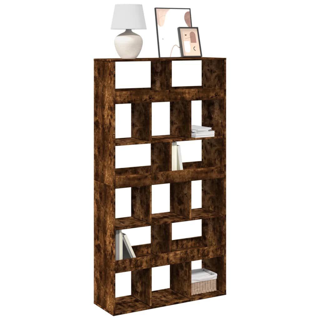 Bibliothèque chêne fumé 100x33x187,5 cm bois d'ingénierie - XIOS