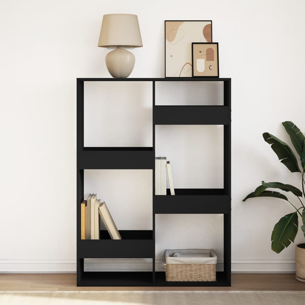 Bibliothèque noir 100x33x135 cm bois d'ingénierie - XIOS