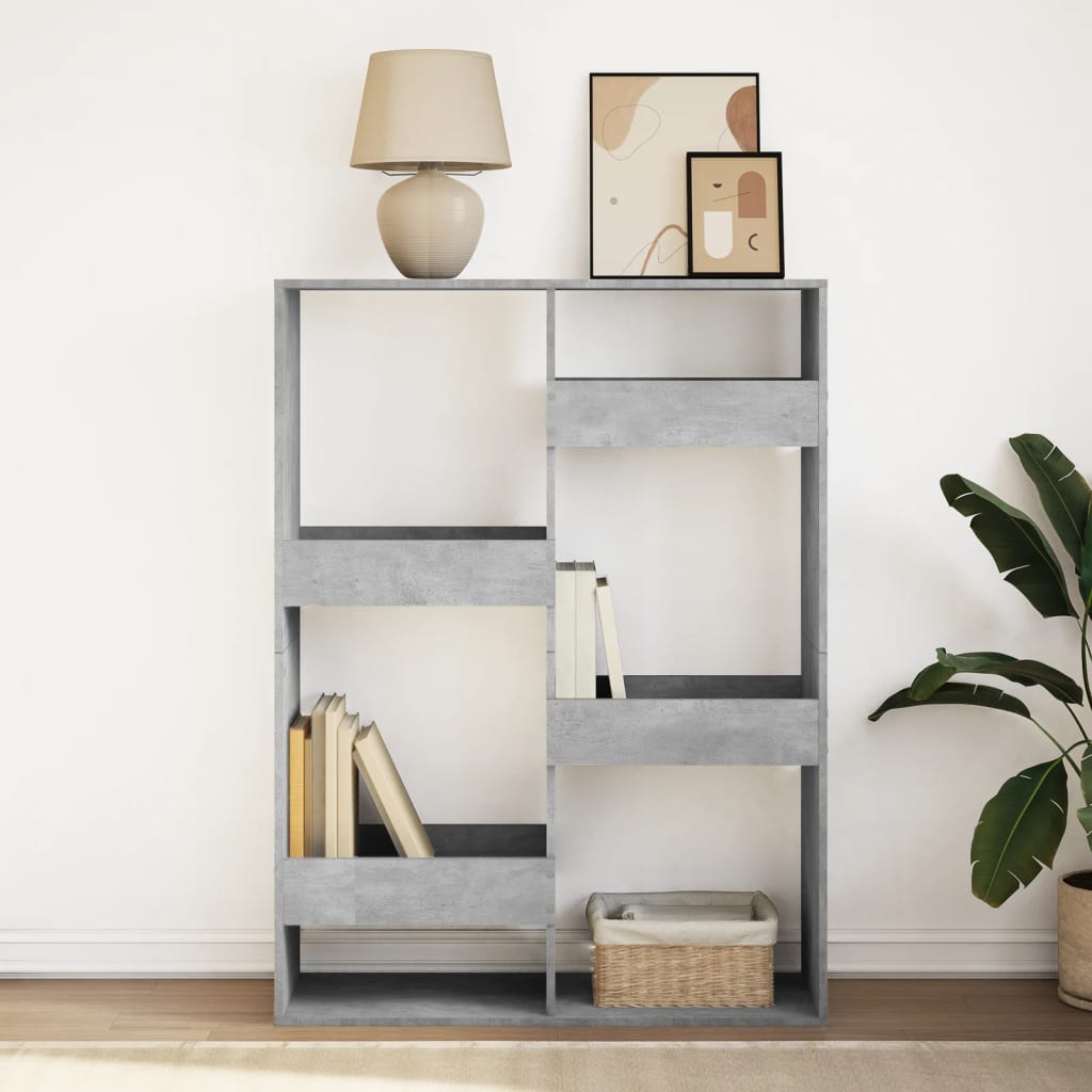 Bibliothèque gris béton 100x33x135 cm bois d'ingénierie - XIOS
