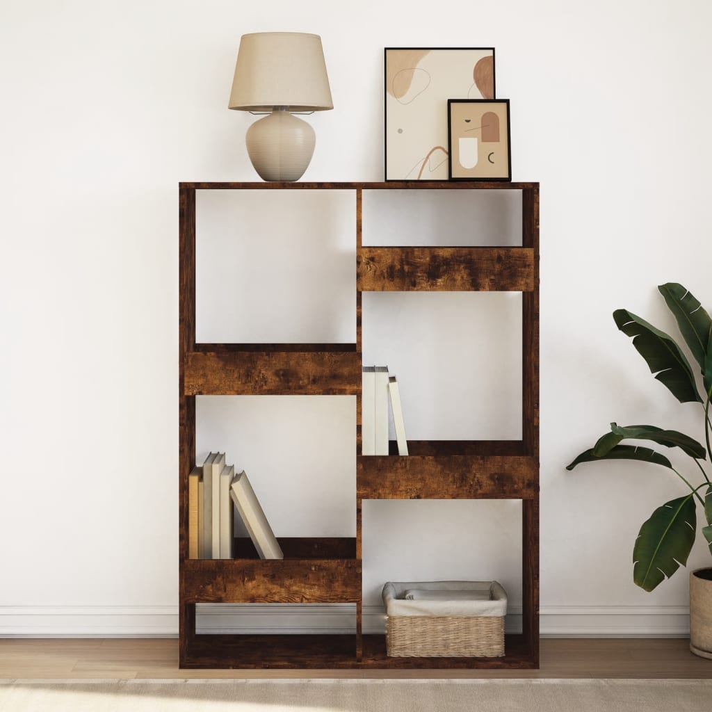 Bibliothèque chêne fumé 100x33x135 cm bois d'ingénierie - XIOS