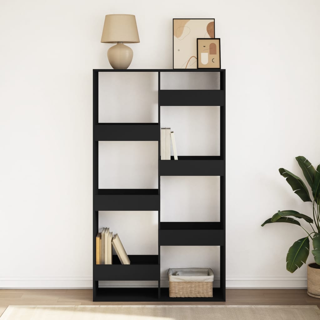 Bibliothèque noir 100x33x175 cm bois d'ingénierie - XIOS