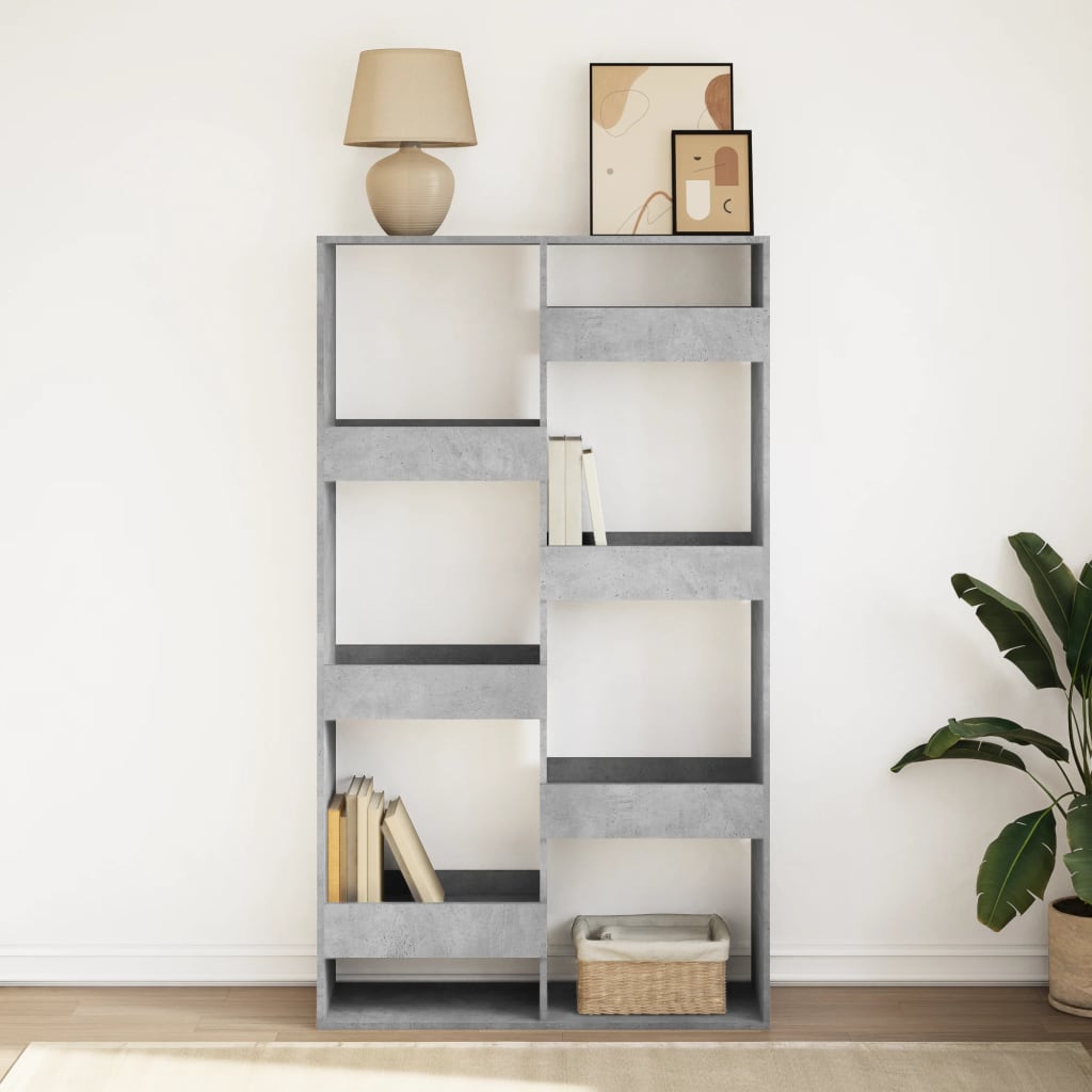 Bibliothèque gris béton 100x33x175 cm bois d'ingénierie - XIOS