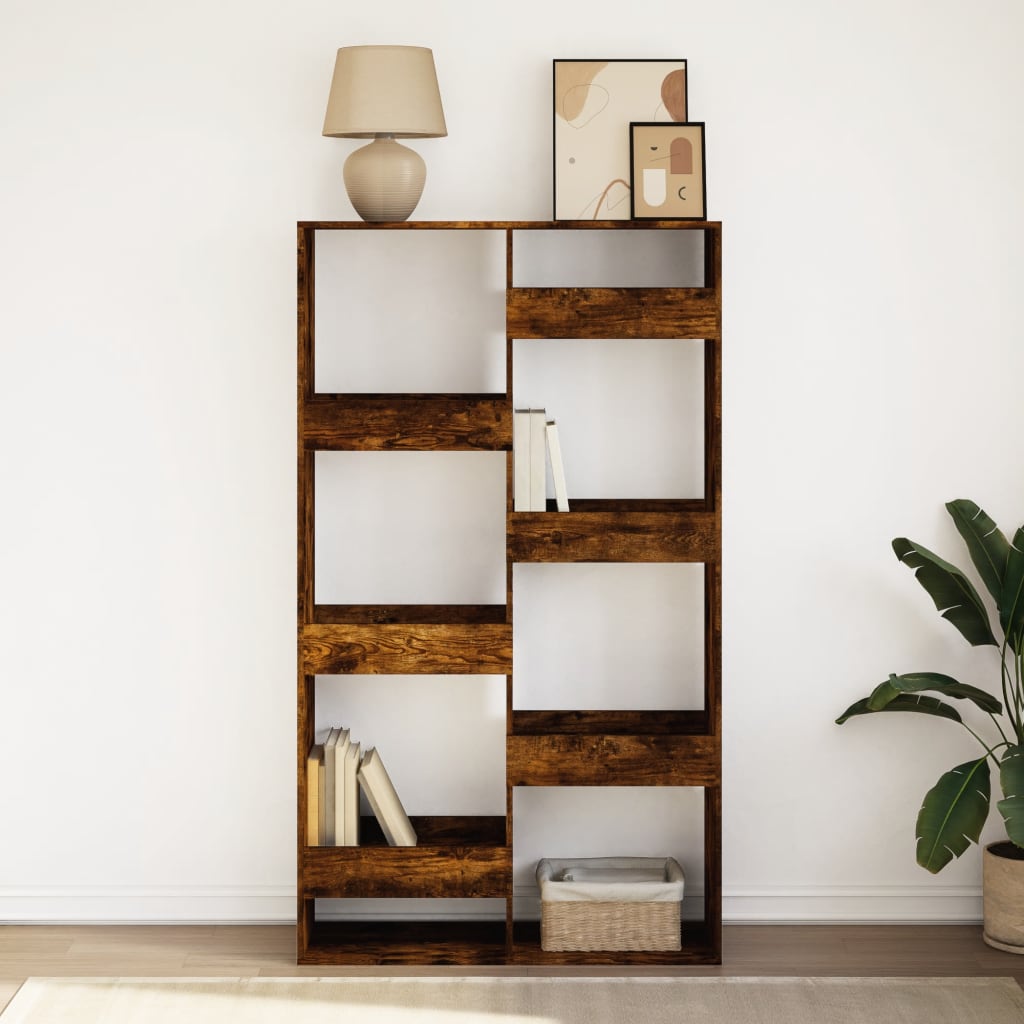 Bibliothèque chêne fumé 100x33x175 cm bois d'ingénierie - XIOS