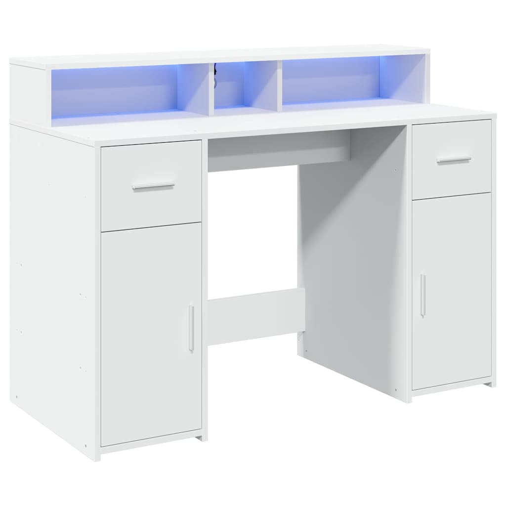 Bureau avec lumières LED blanc 120x55x91 cm bois d'ingénierie - XIOS