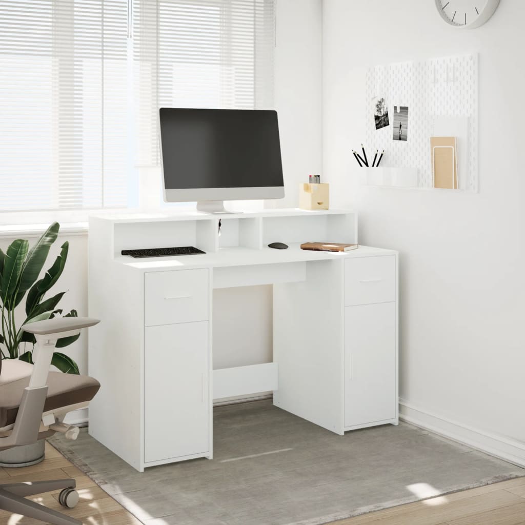 Bureau avec lumières LED blanc 120x55x91 cm bois d'ingénierie - XIOS
