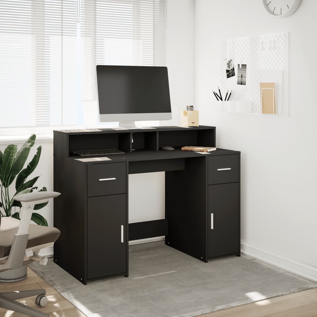 Bureau avec lumières LED noir 120x55x91 cm bois d'ingénierie - XIOS