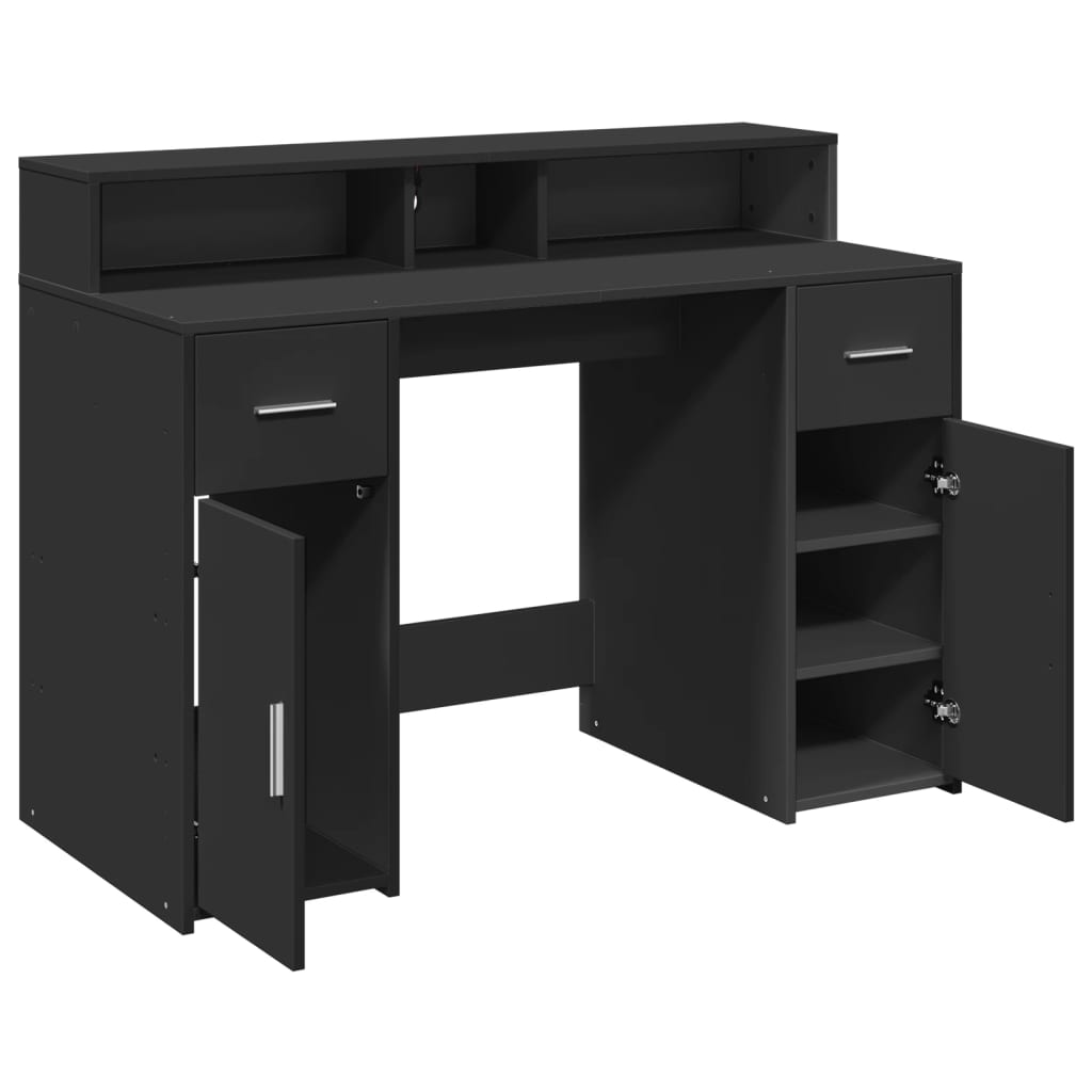 Bureau avec lumières LED noir 120x55x91 cm bois d'ingénierie - XIOS