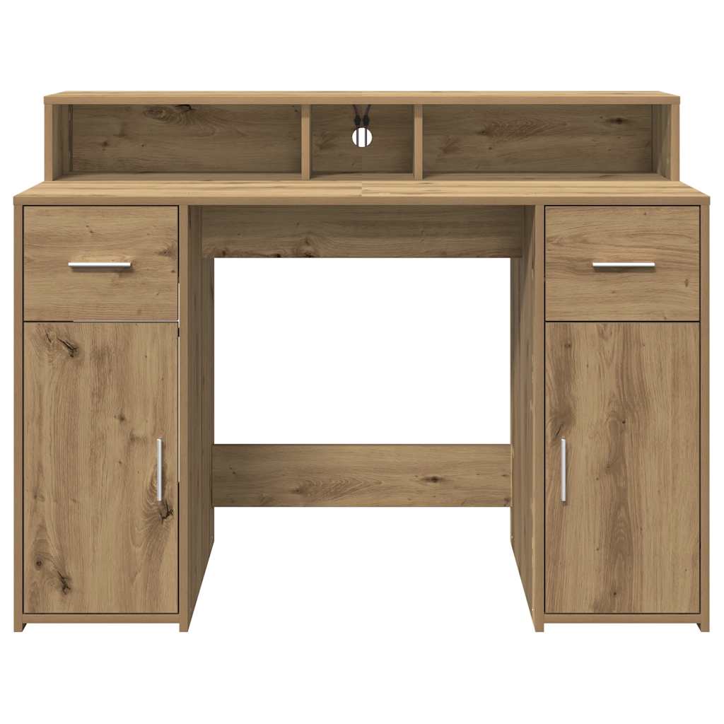 Bureau avec lumières LED chêne artisanal bois d'ingénierie - XIOS