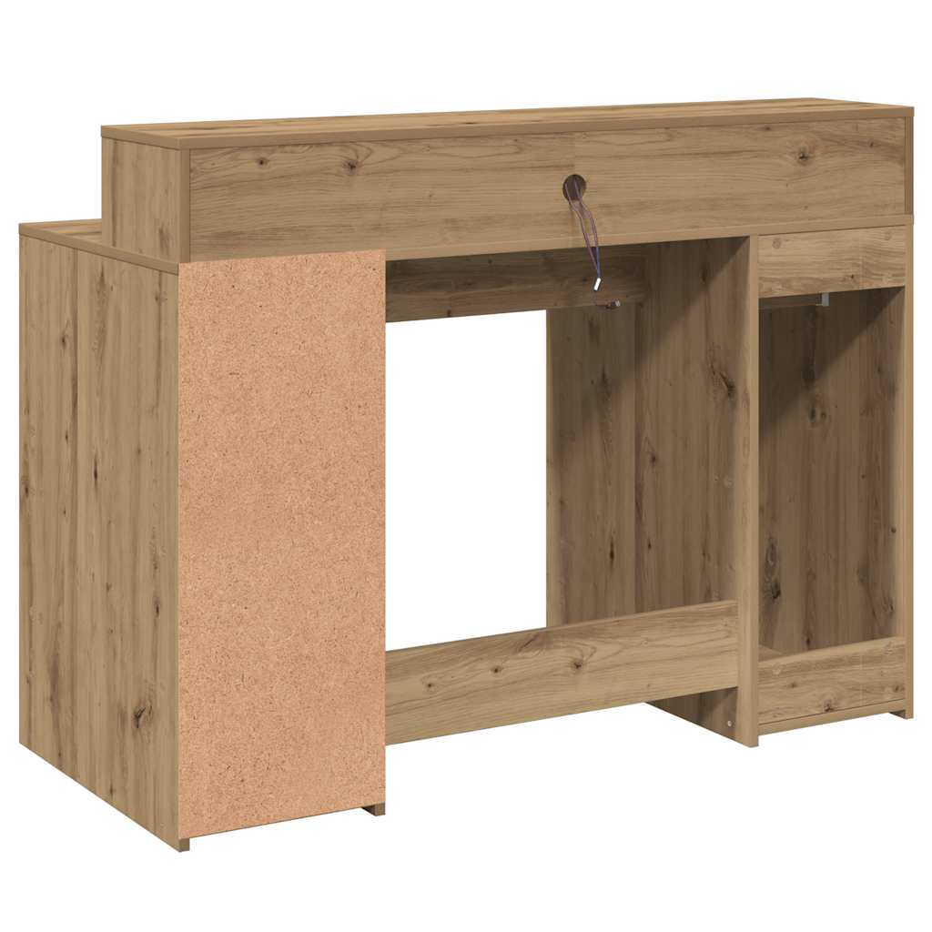 Bureau avec lumières LED chêne artisanal bois d'ingénierie - XIOS