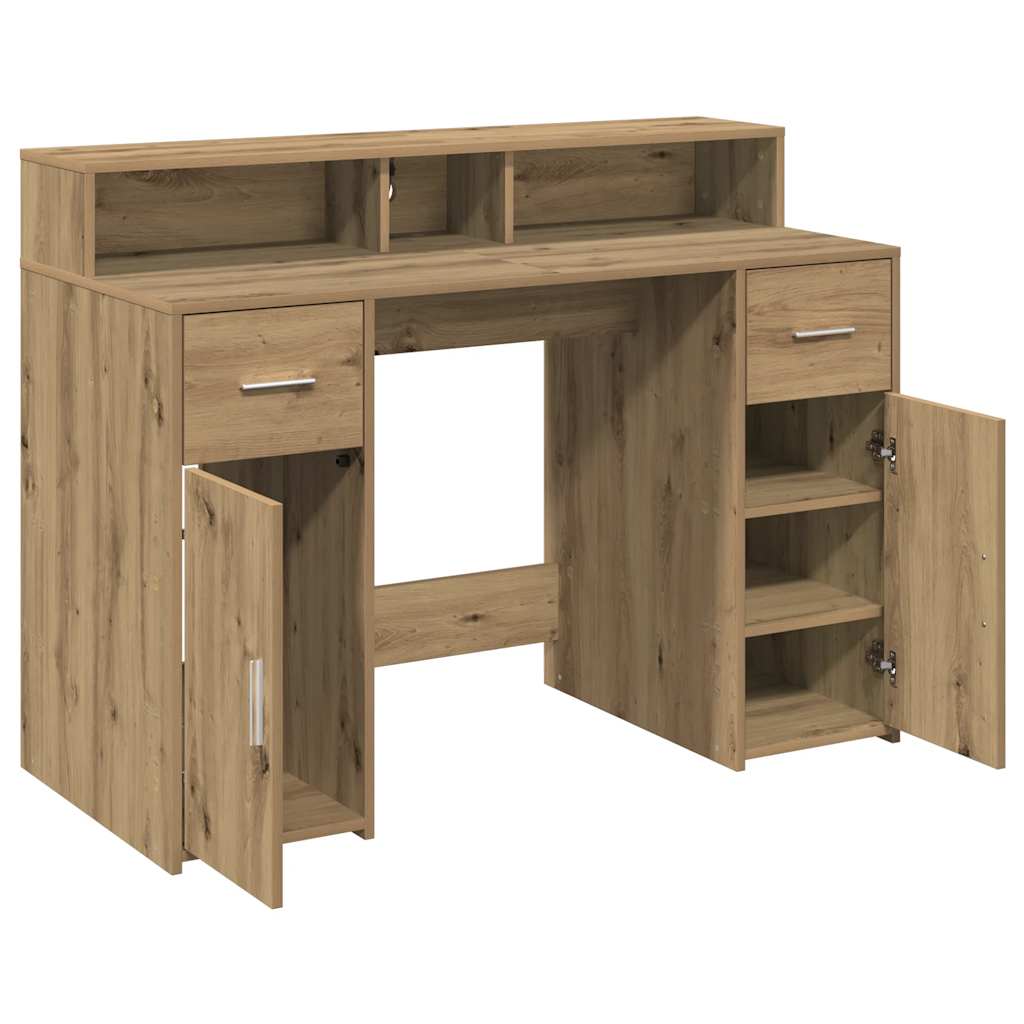 Bureau avec lumières LED chêne artisanal bois d'ingénierie - XIOS