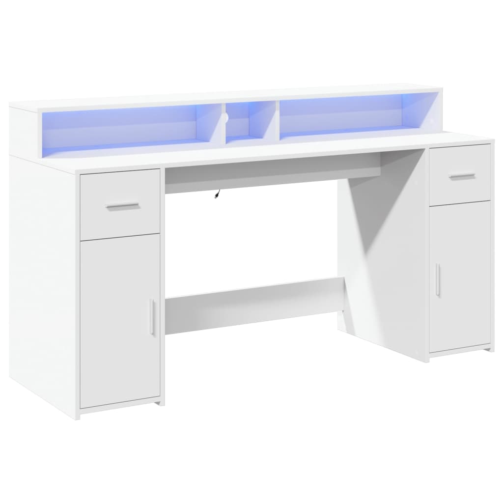 Bureau avec lumières LED blanc 160x55x91 cm bois d'ingénierie - XIOS