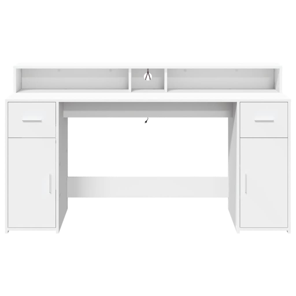 Bureau avec lumières LED blanc 160x55x91 cm bois d'ingénierie - XIOS