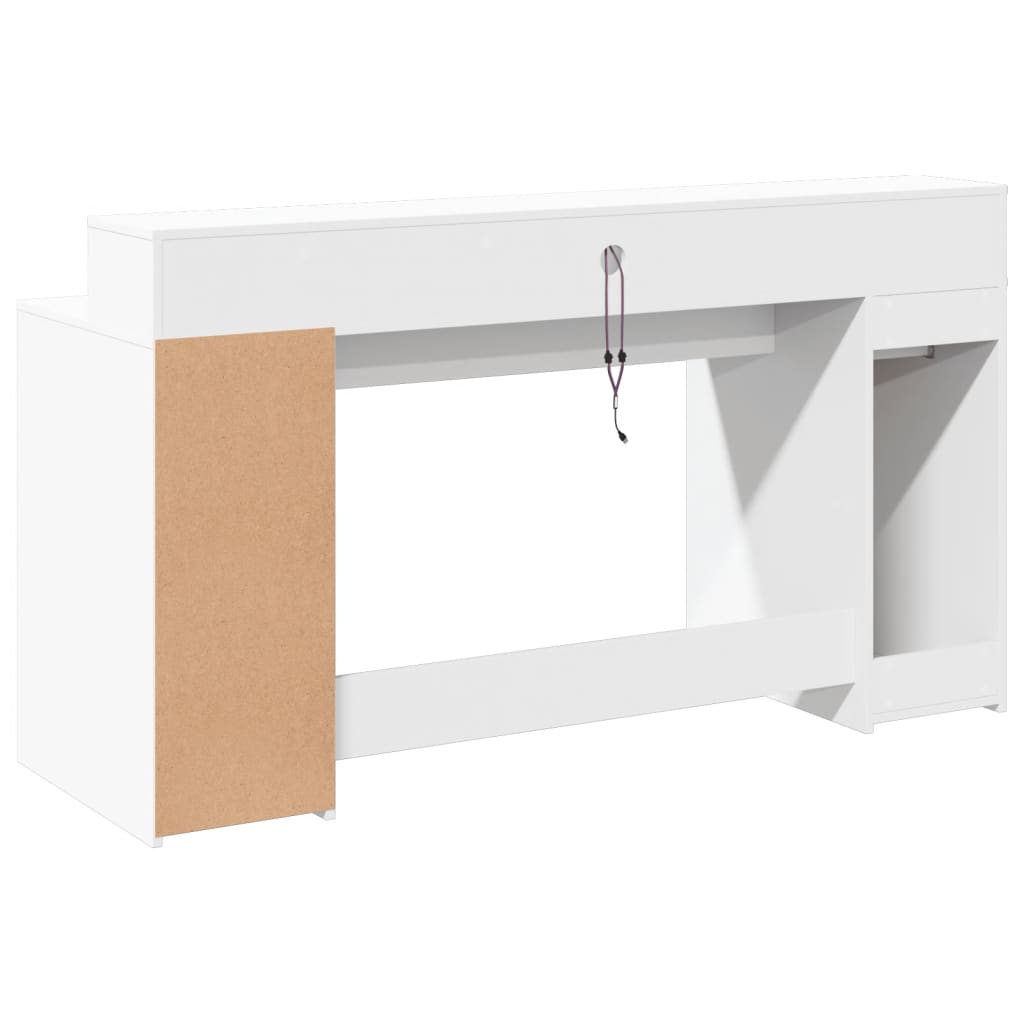 Bureau avec lumières LED blanc 160x55x91 cm bois d'ingénierie - XIOS