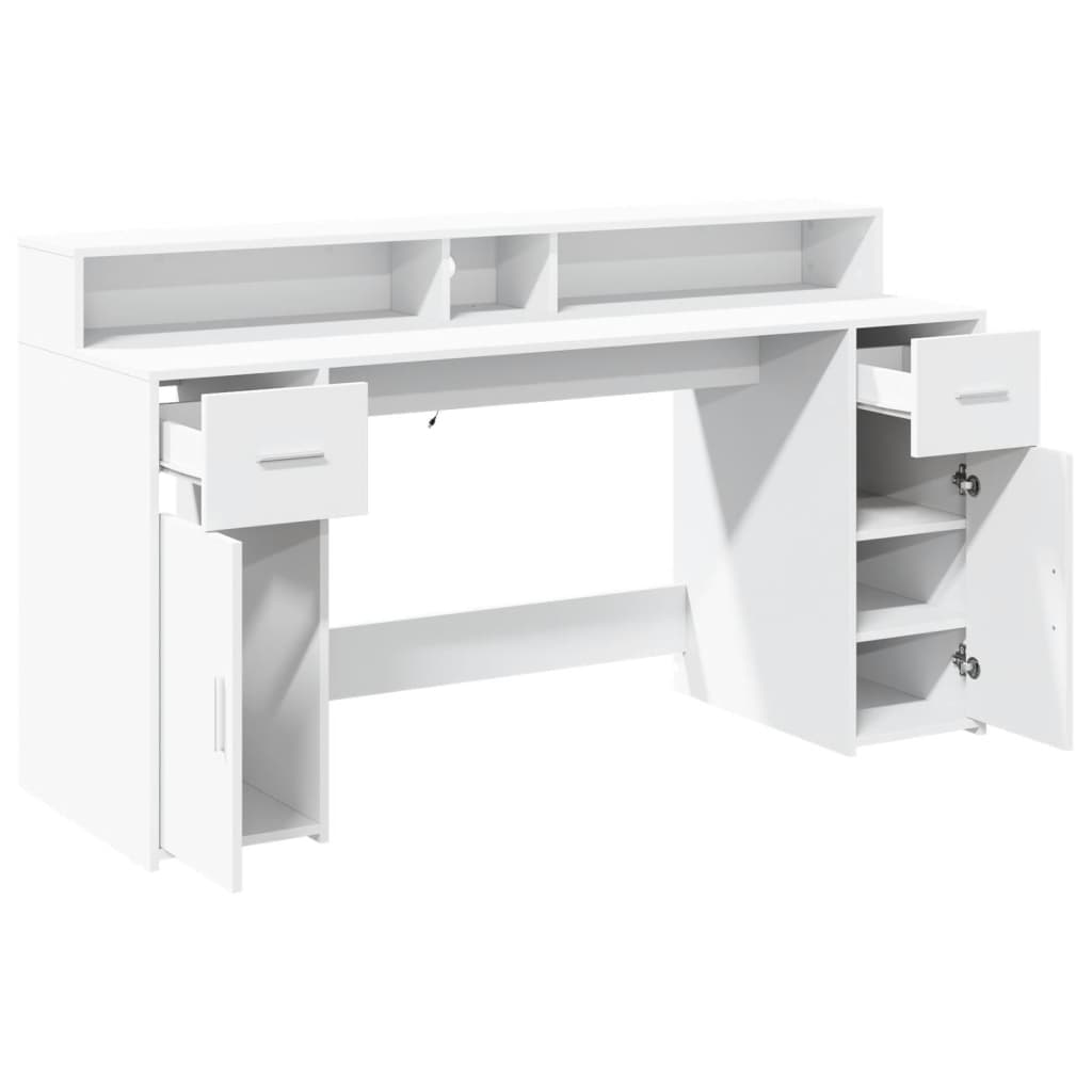Bureau avec lumières LED blanc 160x55x91 cm bois d'ingénierie - XIOS