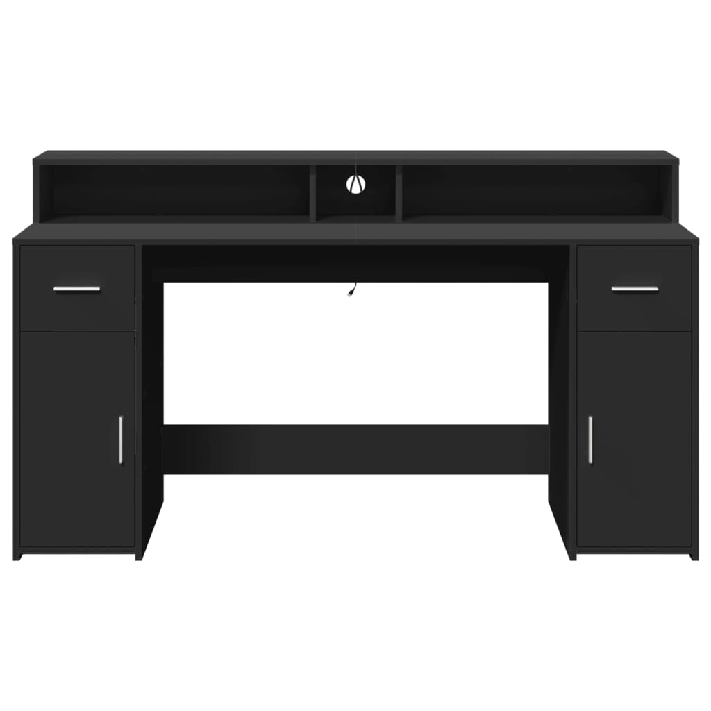 Bureau avec lumières LED noir 160x55x91 cm bois d'ingénierie - XIOS