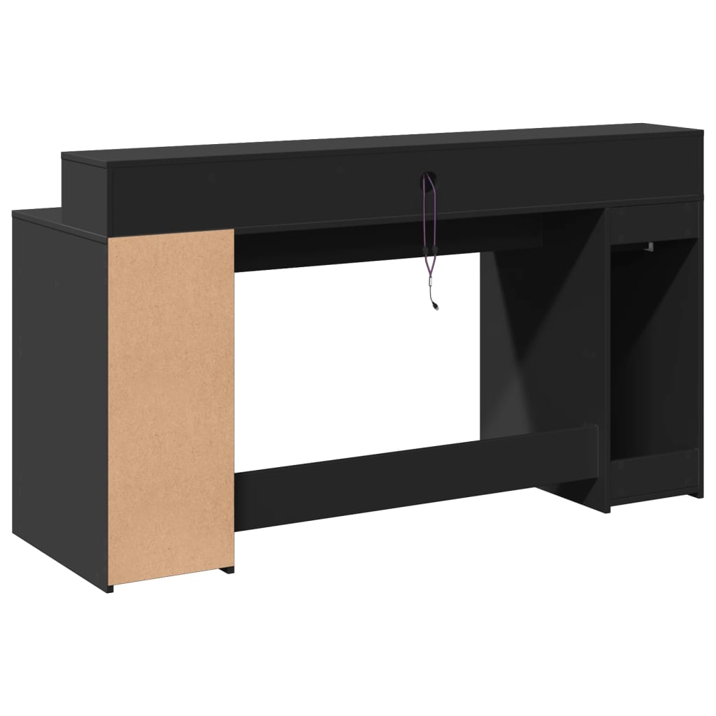 Bureau avec lumières LED noir 160x55x91 cm bois d'ingénierie - XIOS