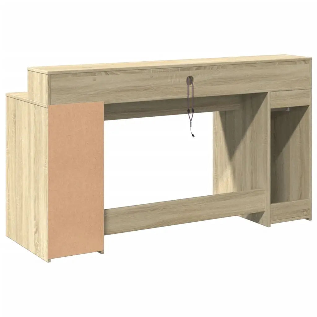 Bureau avec lumières LED chêne sonoma bois d’ingénierie - XIOS