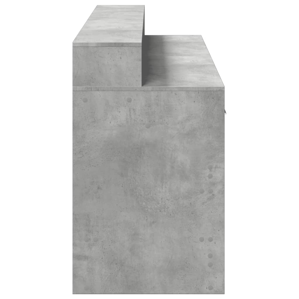Bureau et lumières LED gris béton 160x55x91cm bois d'ingénierie Bureaux vidaXL