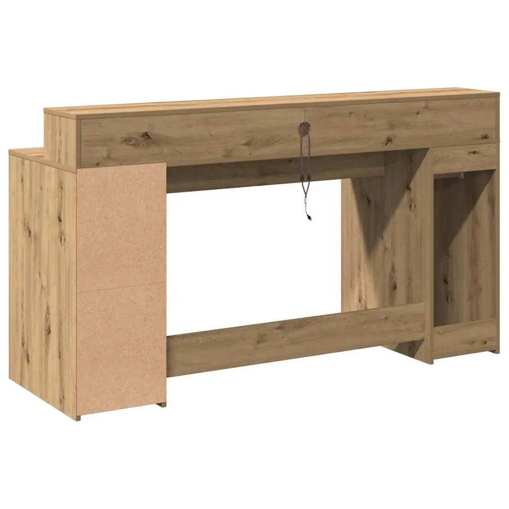 Bureau avec lumières LED chêne artisanal bois d’ingénierie - XIOS