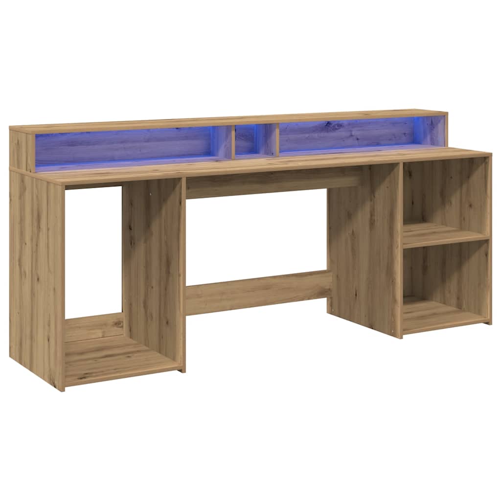 Bureau avec lumières LED chêne artisanal bois d'ingénierie - XIOS