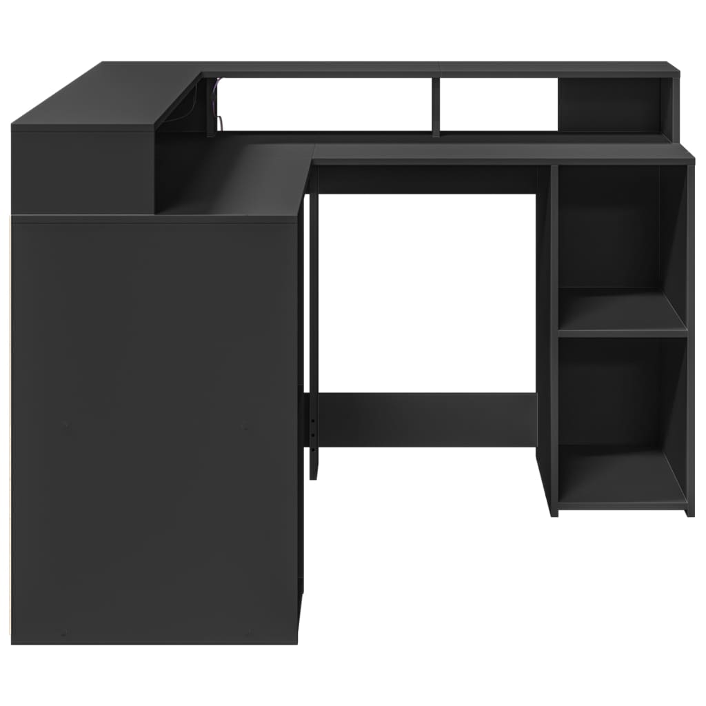 Bureau avec lumières LED noir 130x130x91 cm bois d'ingénierie Bureaux vidaXL