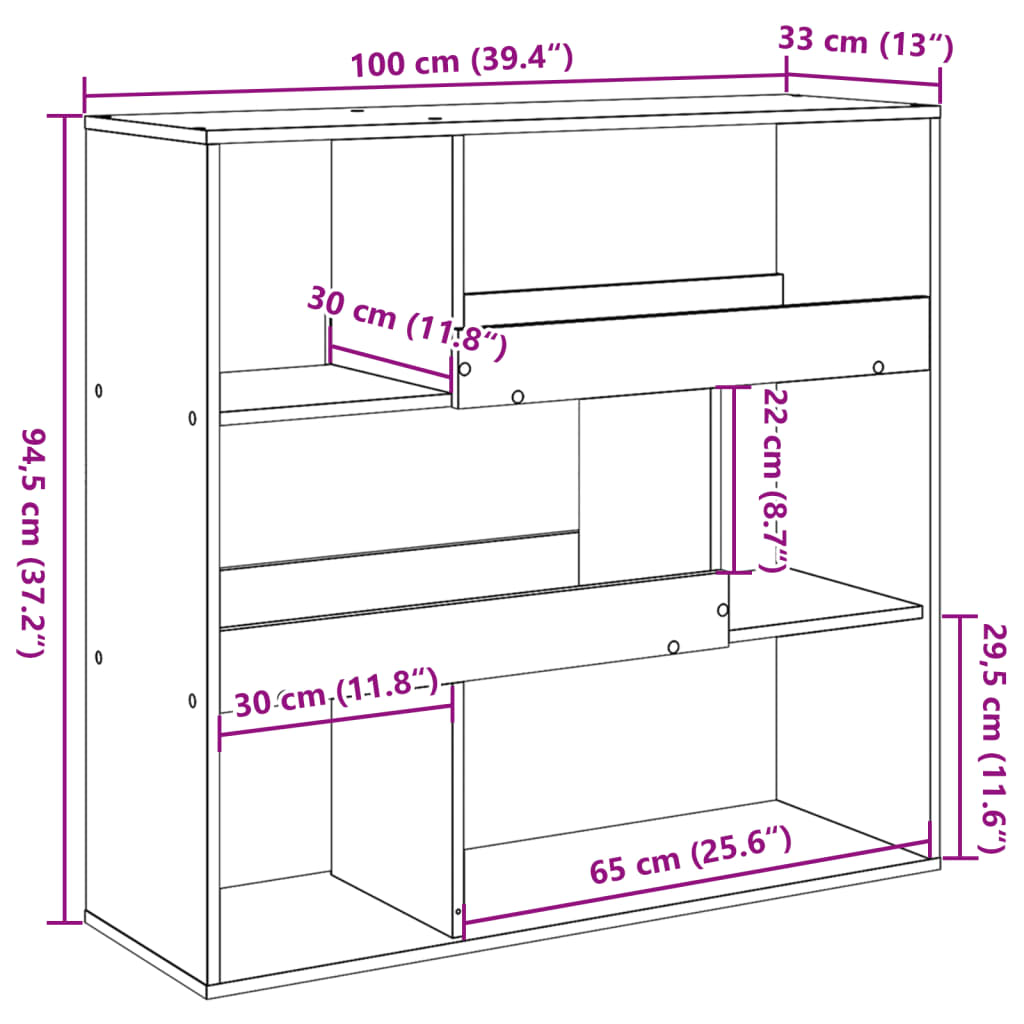 Cloison de séparation blanc 100x33x94,5 cm bois d'ingénierie - XIOS
