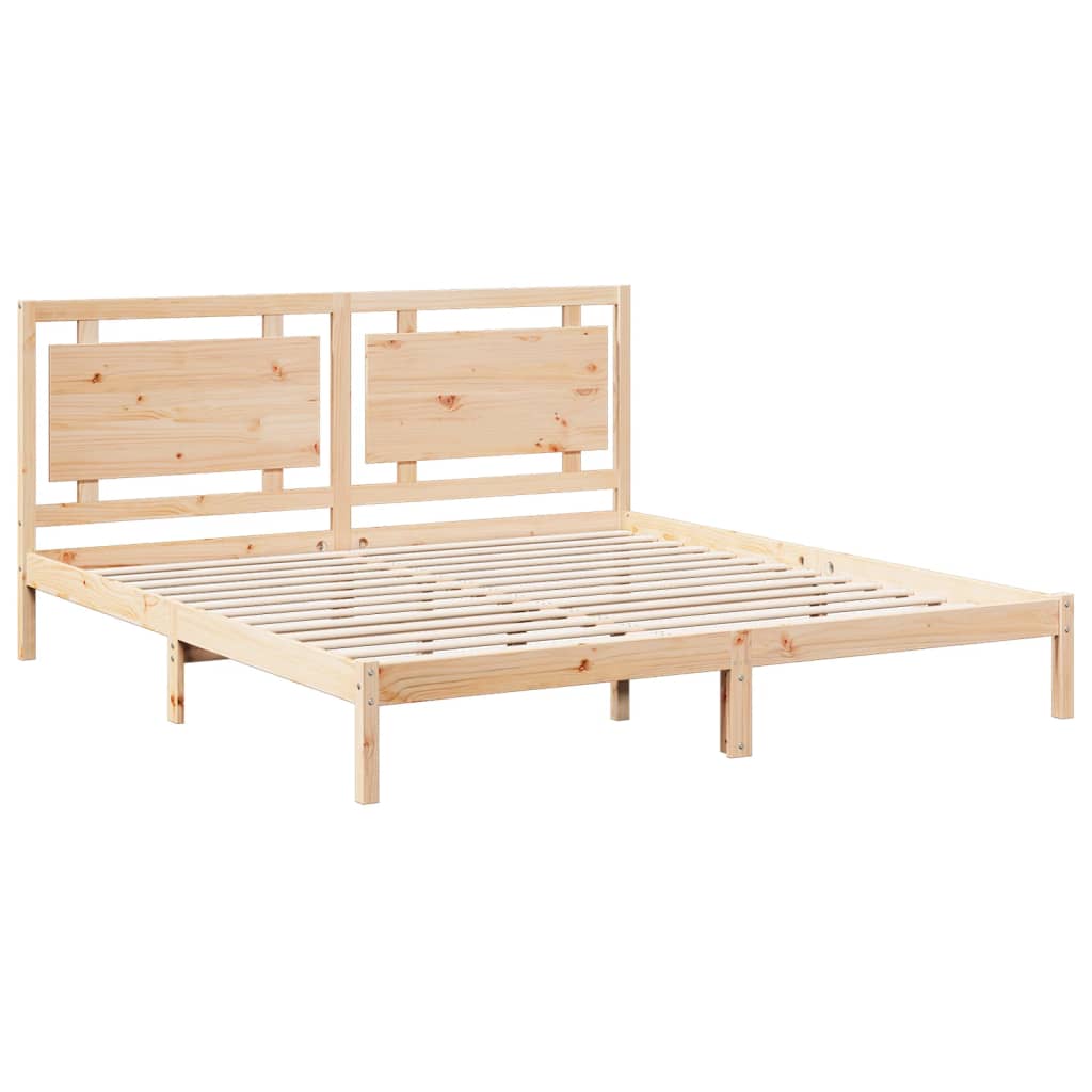 Cadre de lit extra long sans matelas 200x210 cm bois massif - XIOS