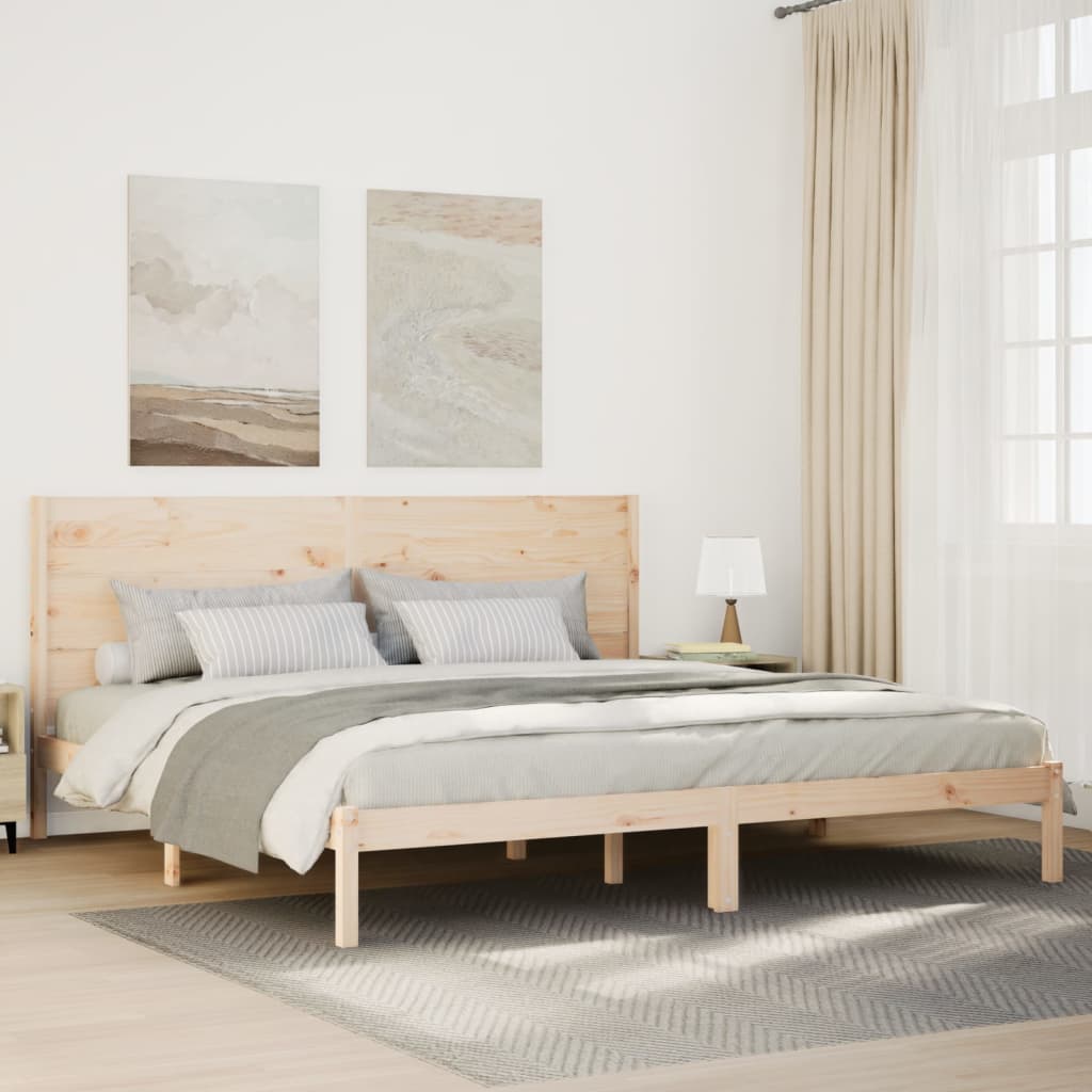 Cadre de lit extra long sans matelas 200x220 cm bois massif - XIOS