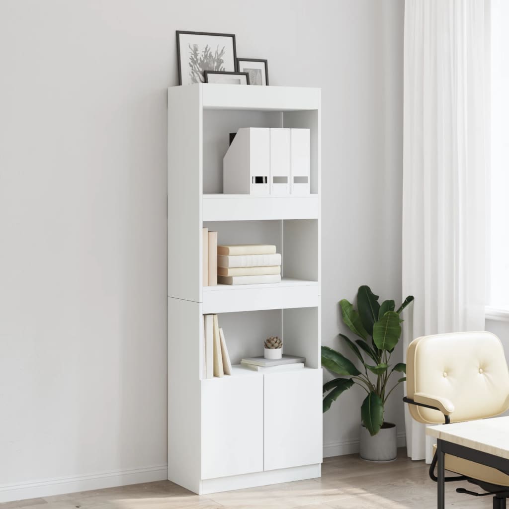 Buffet haut 63x33x180 cm blanc bois d'ingénierie - XIOS