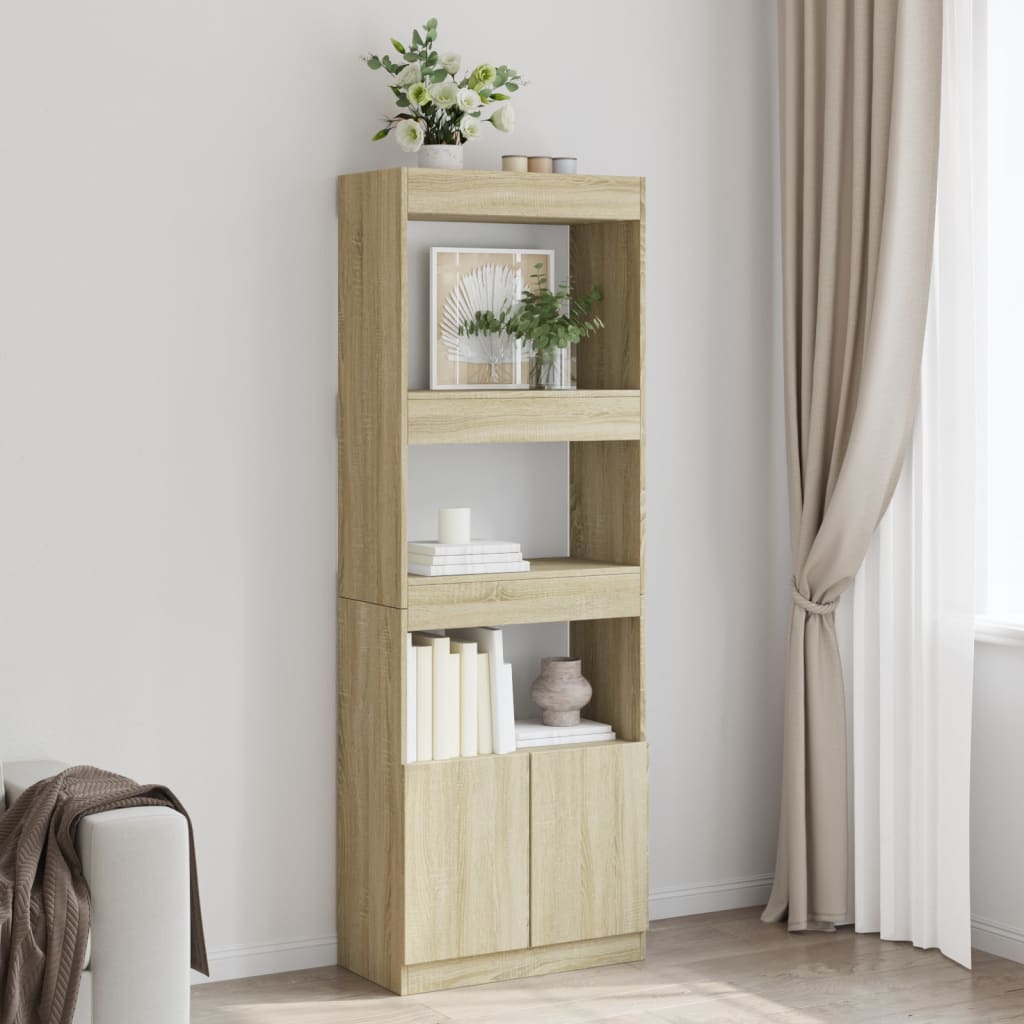 Buffet haut 63x33x180 cm chêne sonoma bois d'ingénierie - XIOS