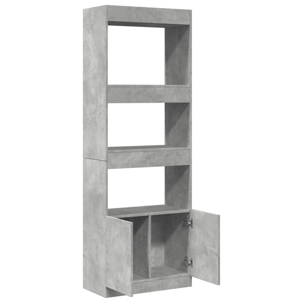 Buffet haut 63x33x180 cm gris béton bois d'ingénierie - XIOS