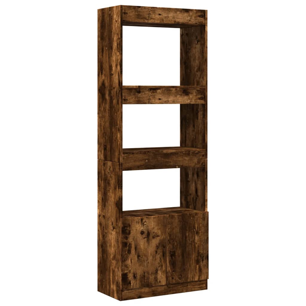 Buffet haut 63x33x180 cm chêne fumé bois d'ingénierie - XIOS
