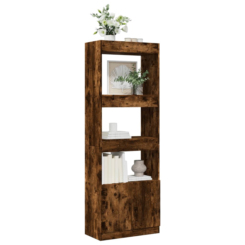 Buffet haut 63x33x180 cm chêne fumé bois d'ingénierie - XIOS