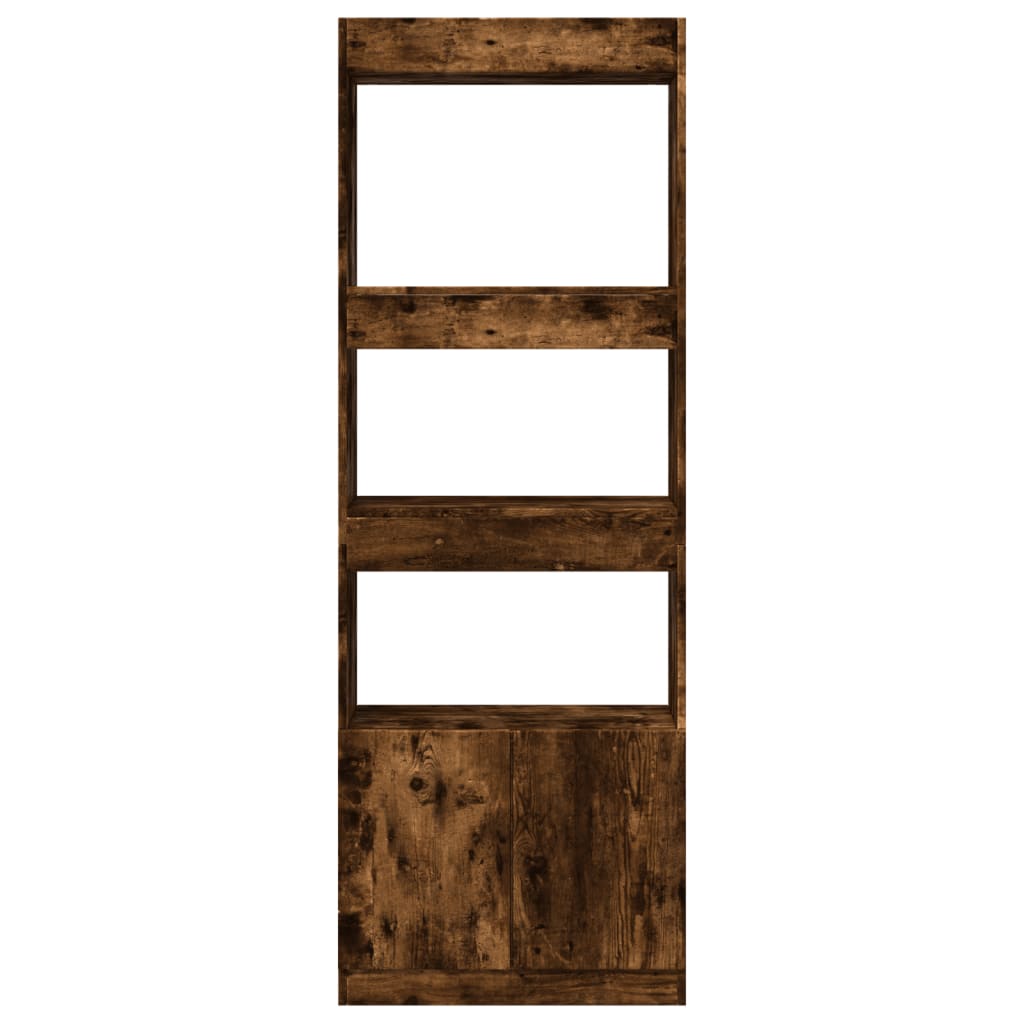 Buffet haut 63x33x180 cm chêne fumé bois d'ingénierie - XIOS