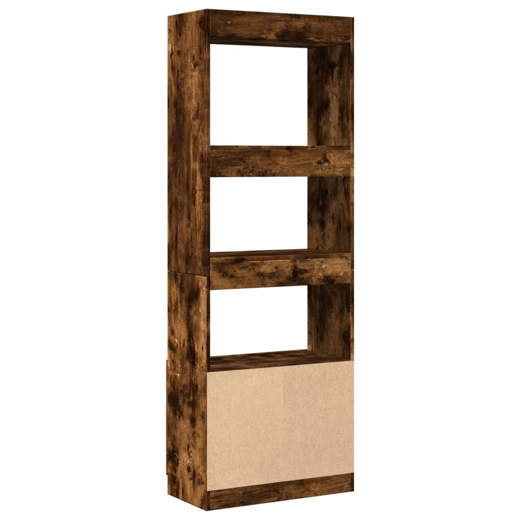 Buffet haut 63x33x180 cm chêne fumé bois d'ingénierie - XIOS
