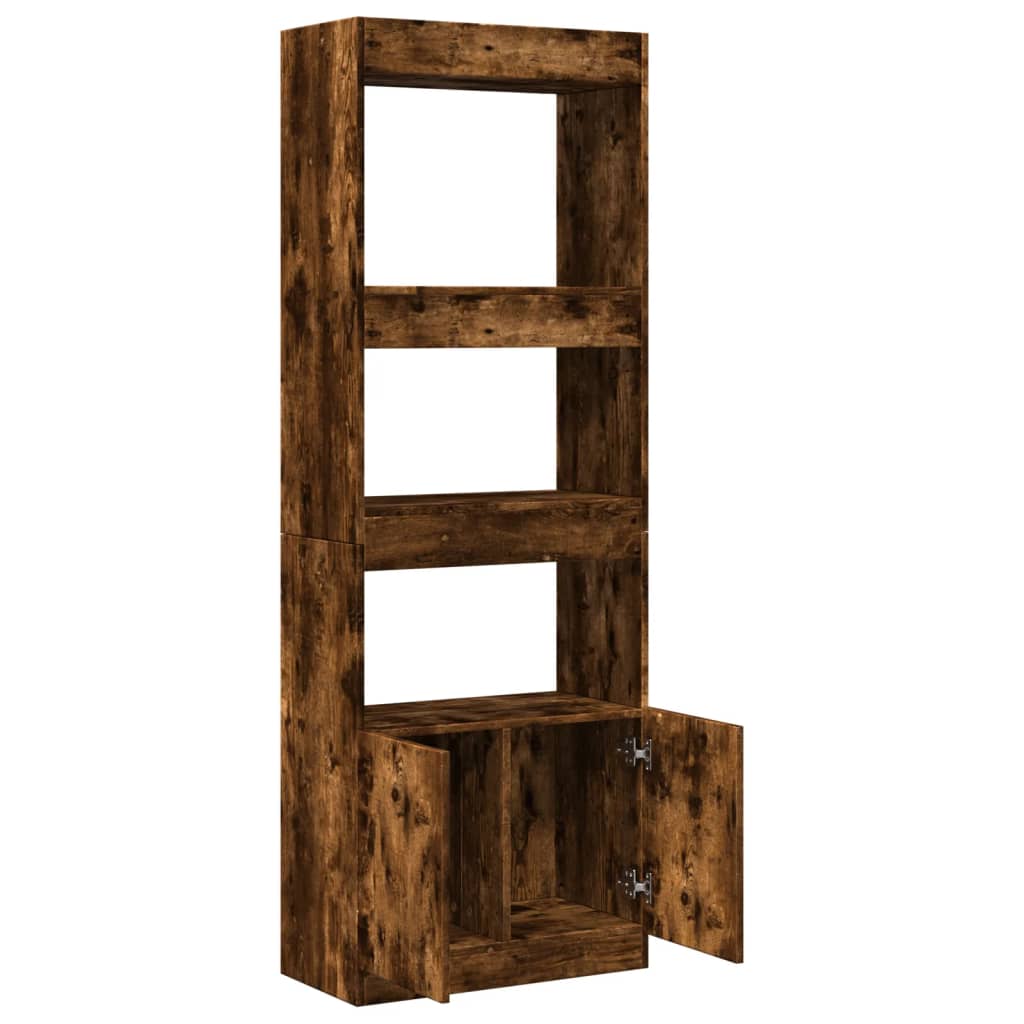 Buffet haut 63x33x180 cm chêne fumé bois d'ingénierie - XIOS