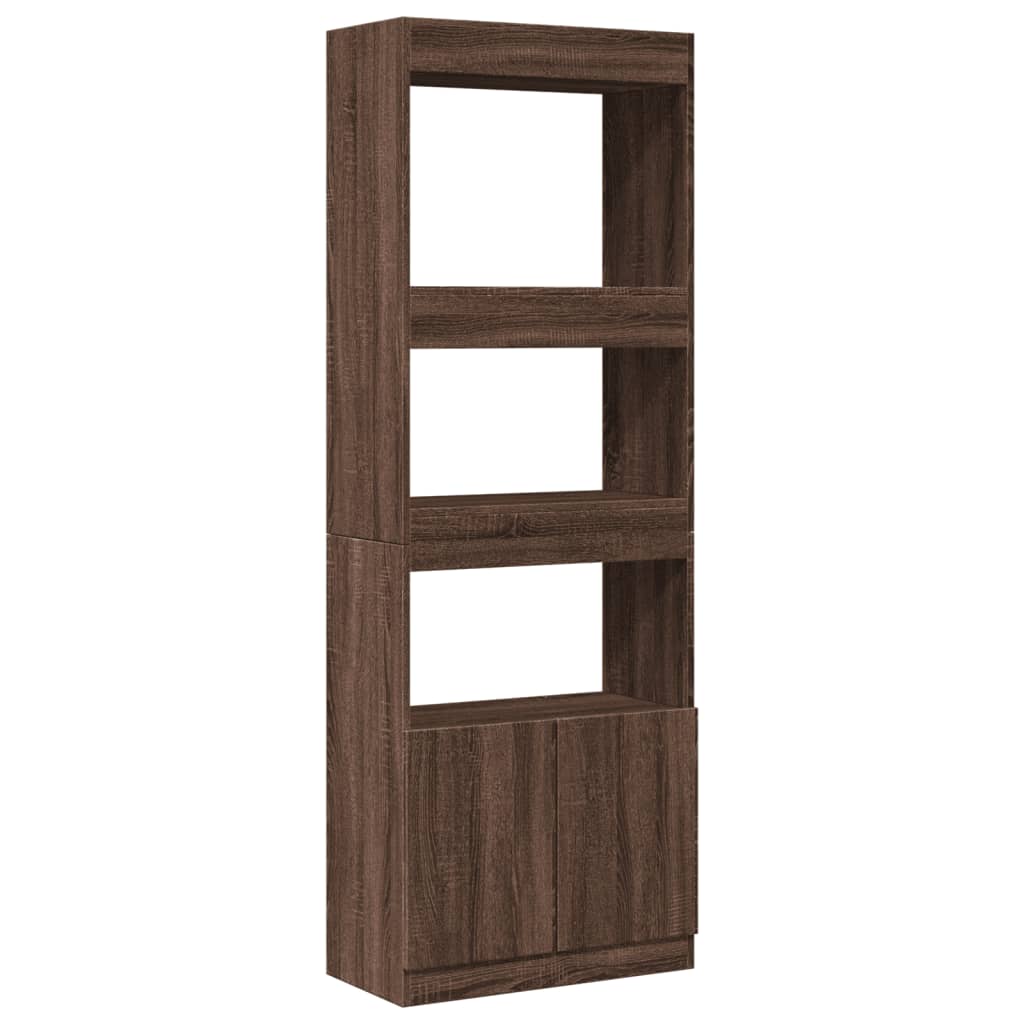 Buffet haut 63x33x180 cm chêne marron bois d'ingénierie - XIOS