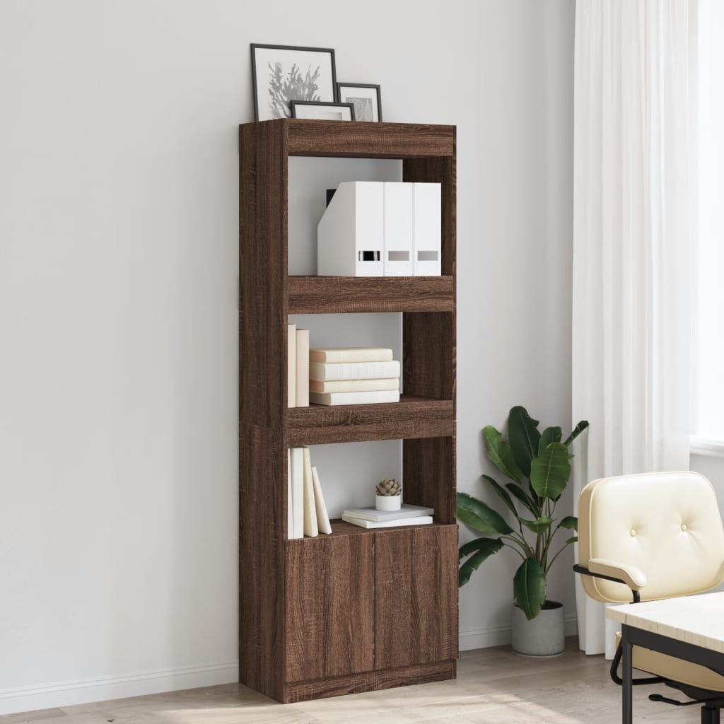 Buffet haut 63x33x180 cm chêne marron bois d'ingénierie - XIOS