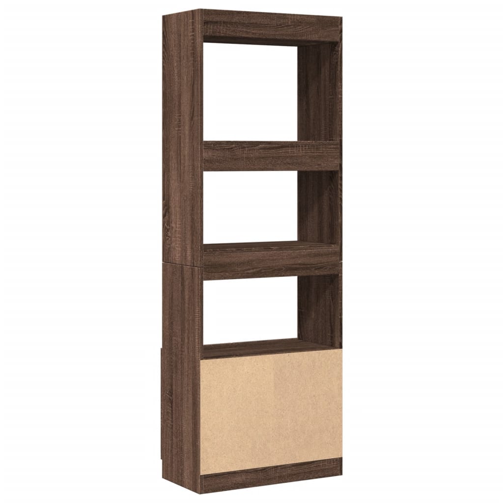 Buffet haut 63x33x180 cm chêne marron bois d'ingénierie - XIOS