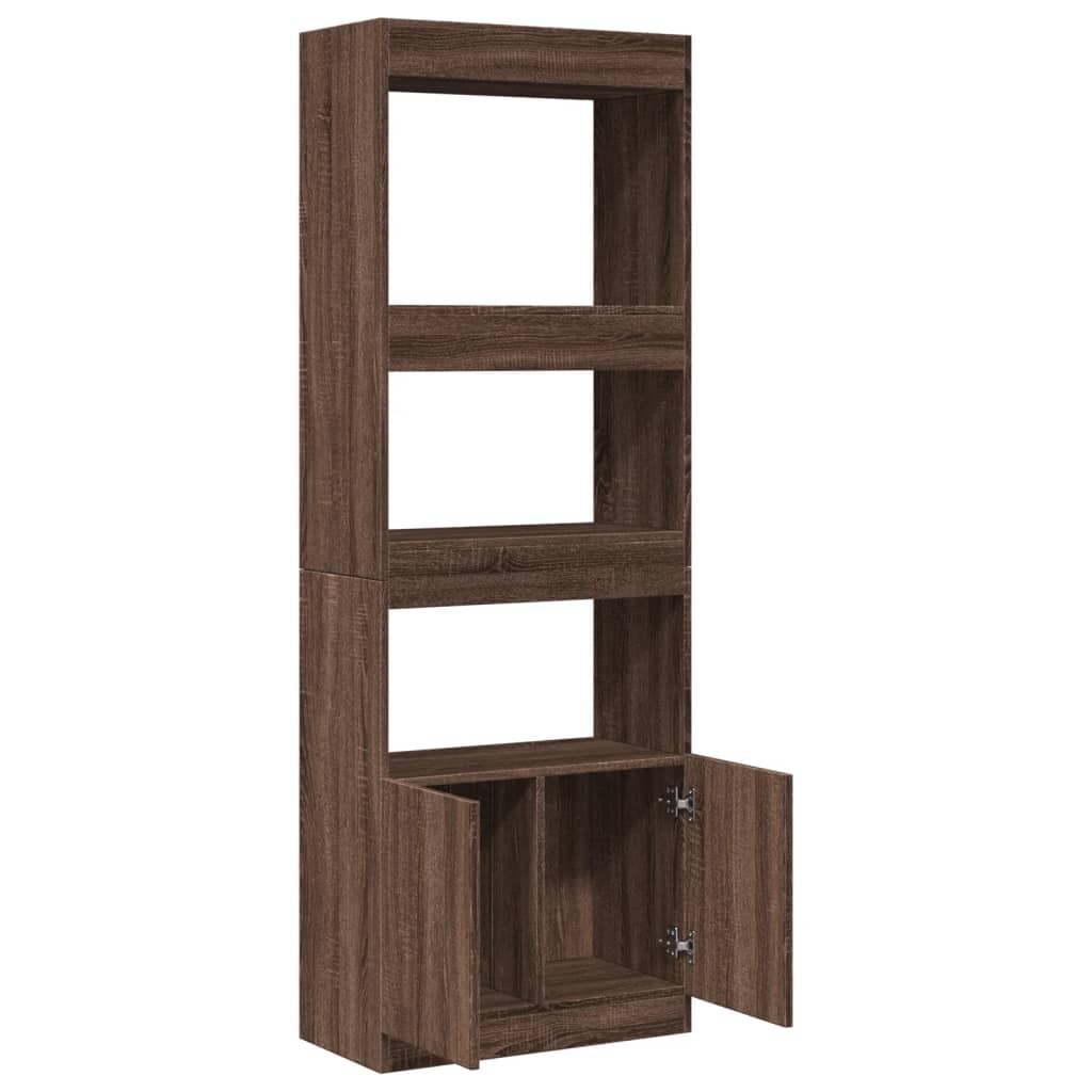 Buffet haut 63x33x180 cm chêne marron bois d'ingénierie - XIOS