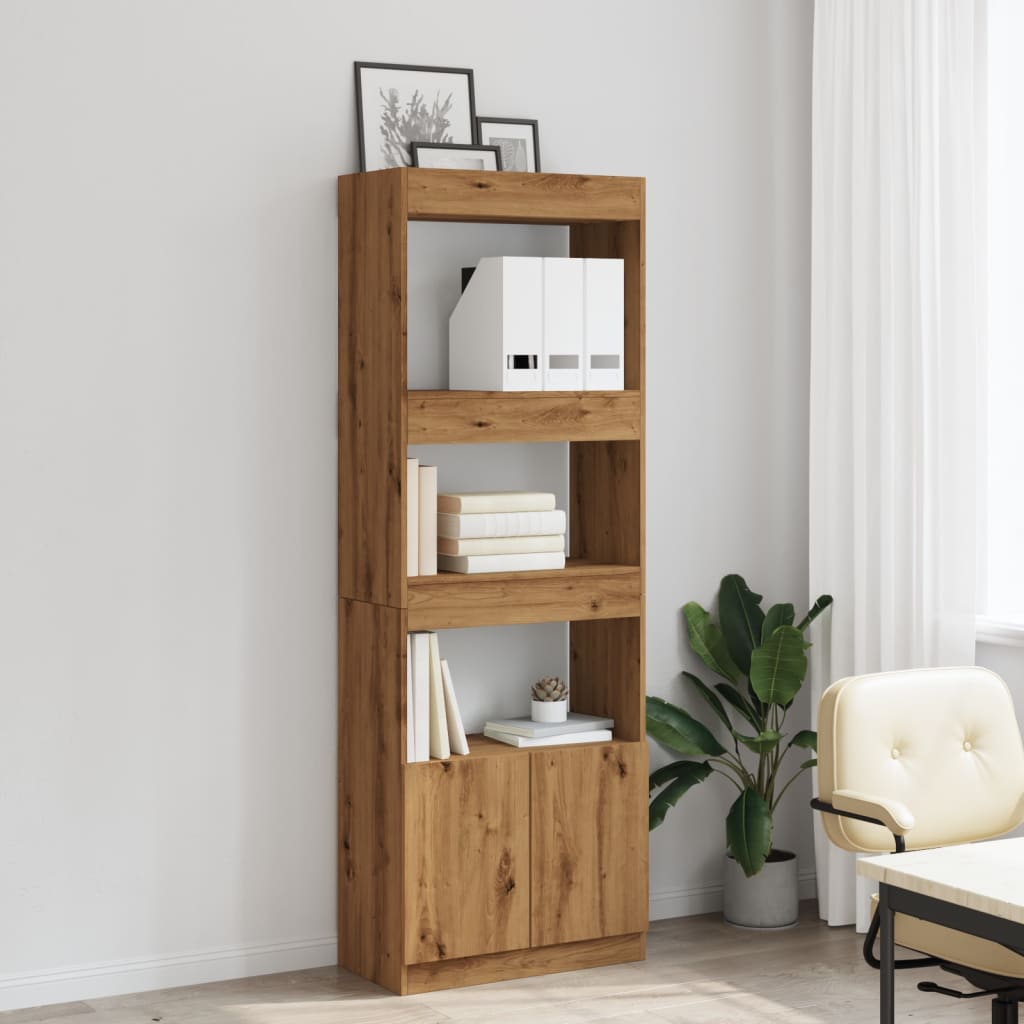 Buffet haut 63x33x180 cm chêne artisanal bois d'ingénierie Bibliothèques vidaXL