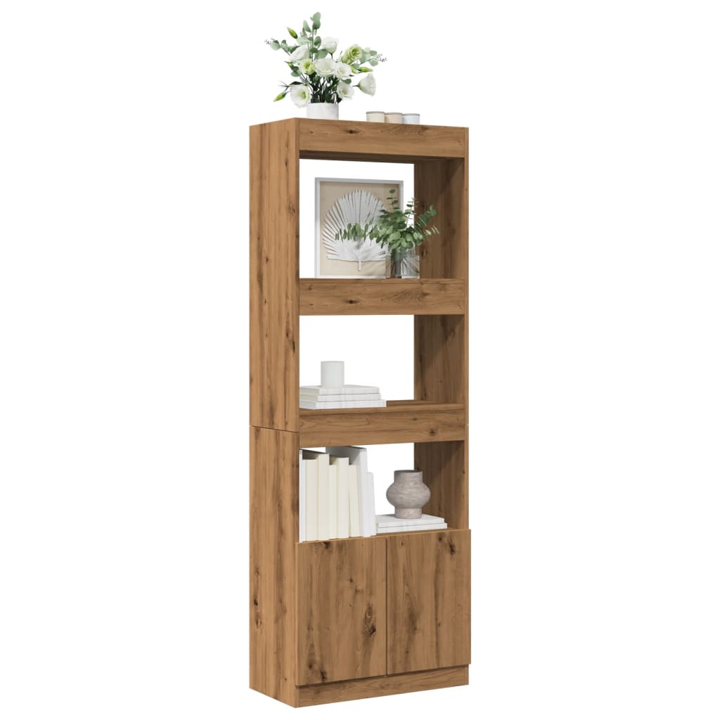 Buffet haut 63x33x180 cm chêne artisanal bois d'ingénierie Bibliothèques vidaXL