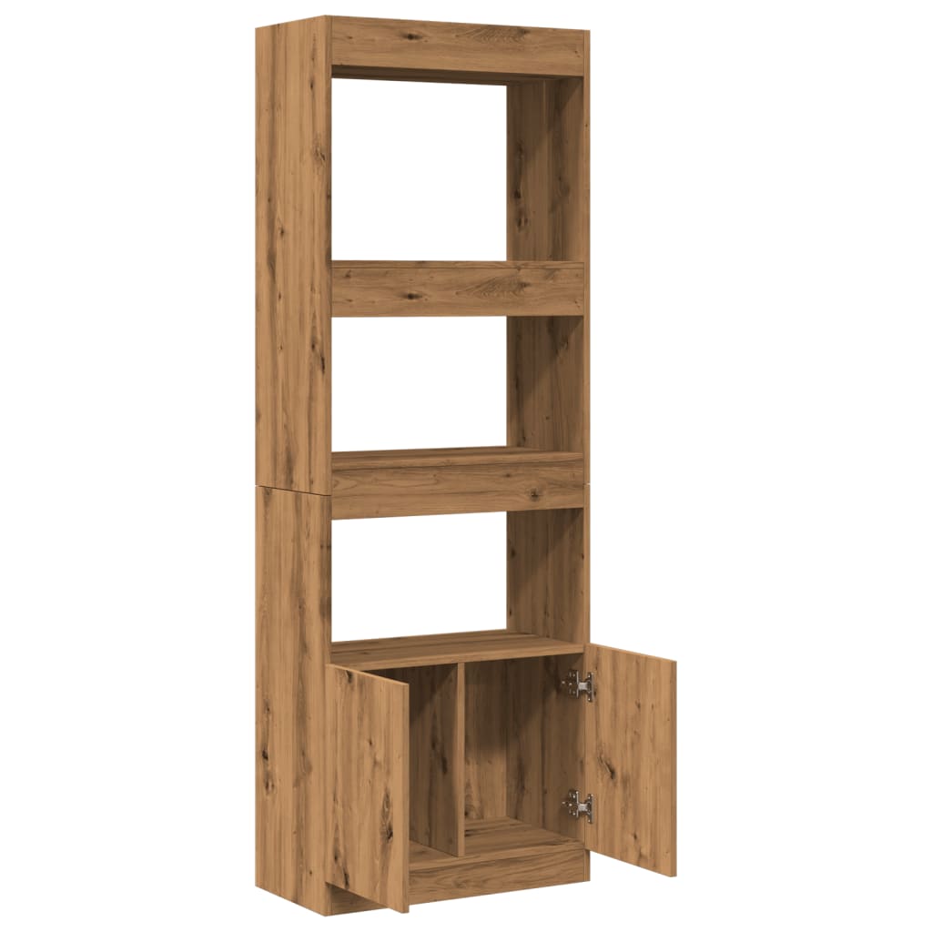 Buffet haut 63x33x180 cm chêne artisanal bois d'ingénierie Bibliothèques vidaXL