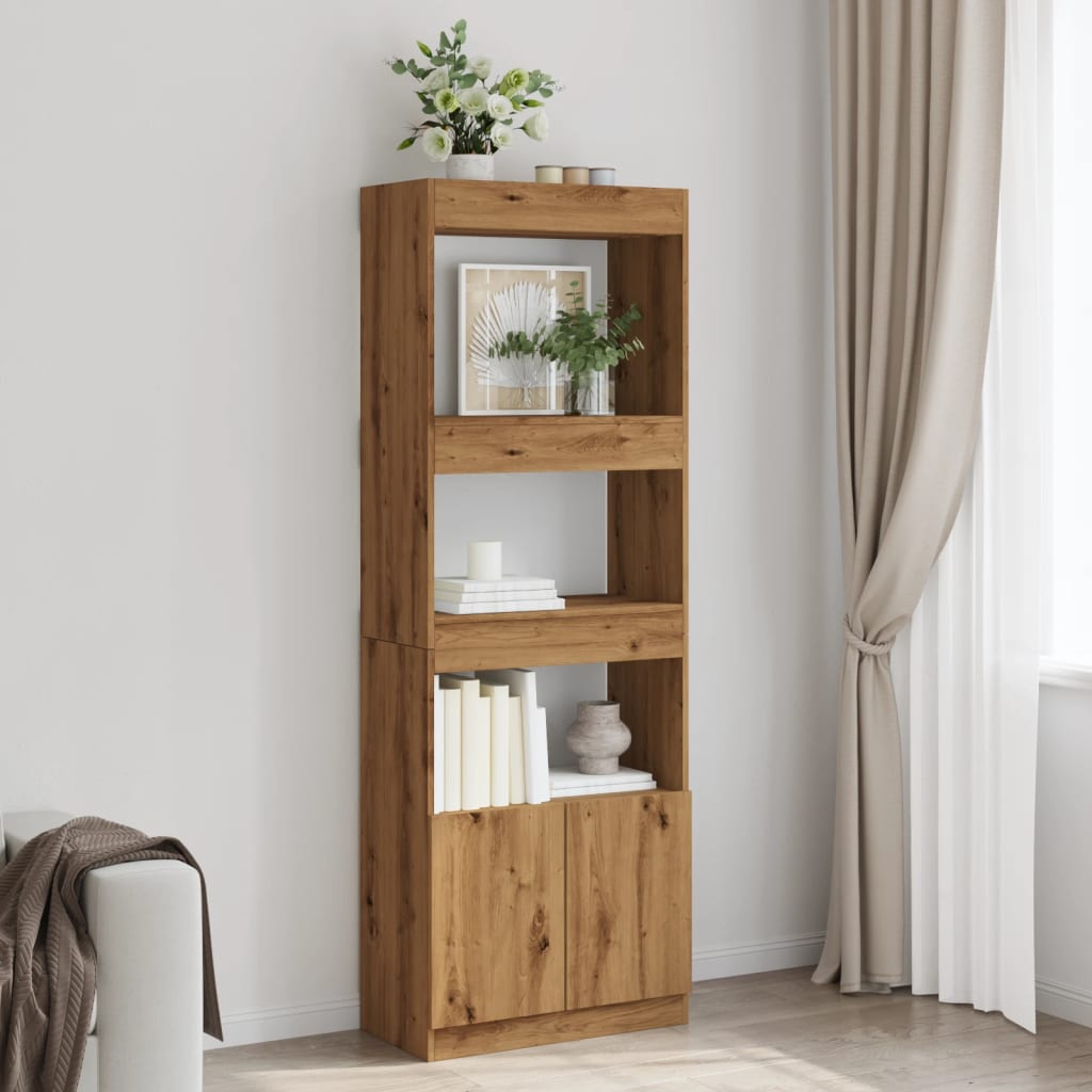 Buffet haut 63x33x180 cm chêne artisanal bois d'ingénierie Bibliothèques vidaXL