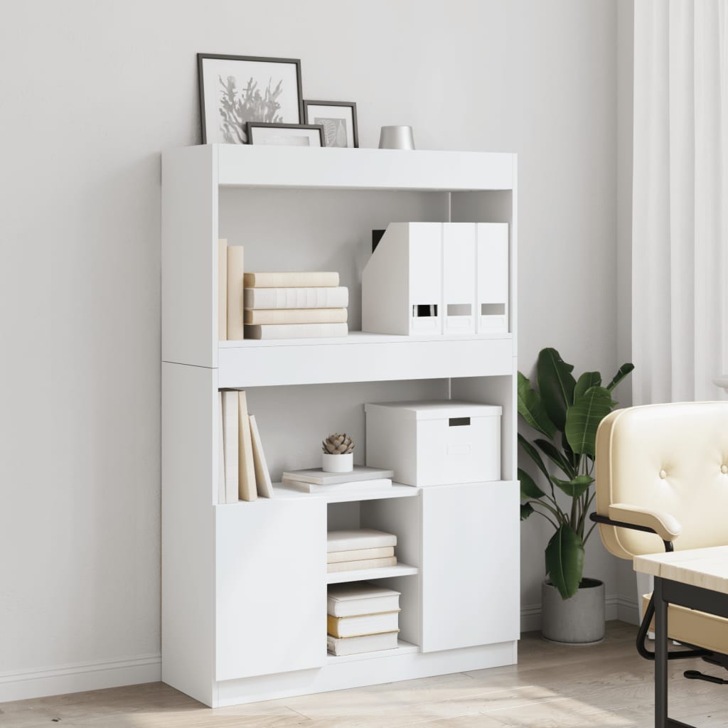 Buffet haut blanc 92x33x140 cm bois d'ingénierie - XIOS