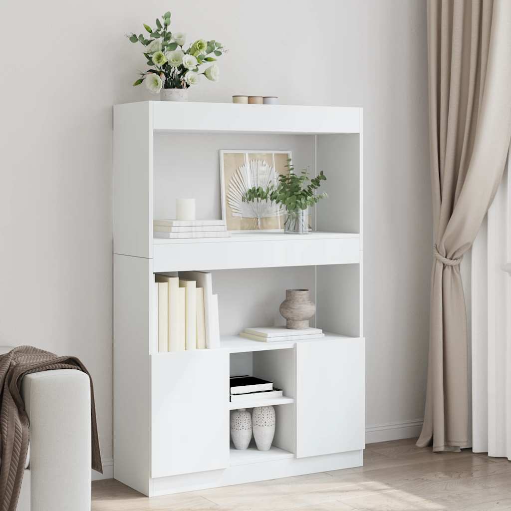 Buffet haut blanc 92x33x140 cm bois d'ingénierie - XIOS