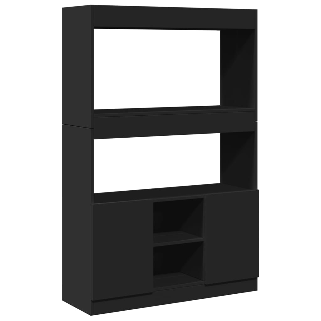 Buffet haut noir 92x33x140 cm bois d'ingénierie - XIOS