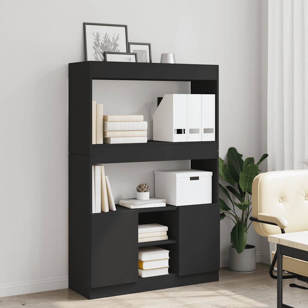Buffet haut noir 92x33x140 cm bois d'ingénierie - XIOS